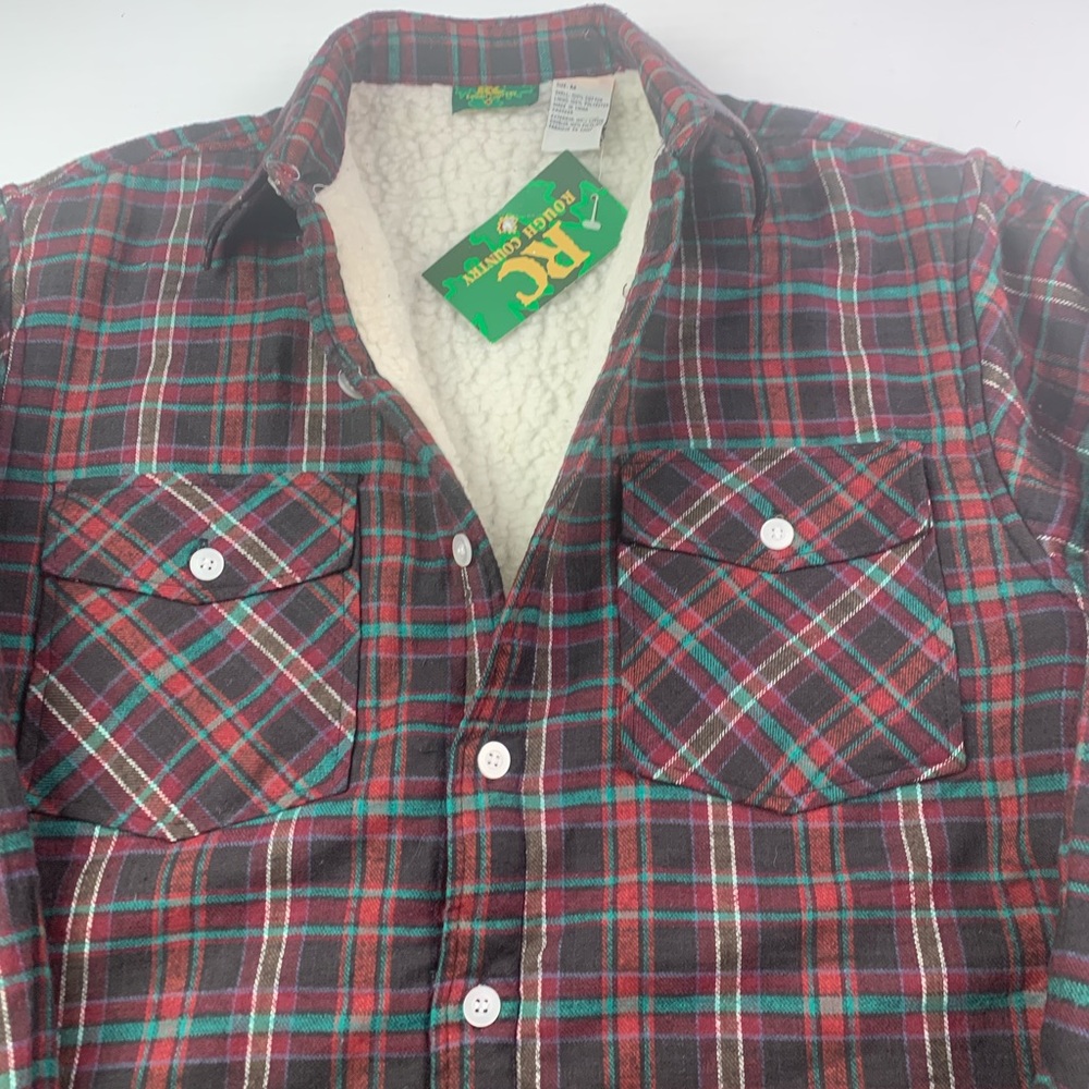 RC ROUGH COUNTRY Mens Long Sleeve Flannel Sherpa Lined Plaid Shirt Size M